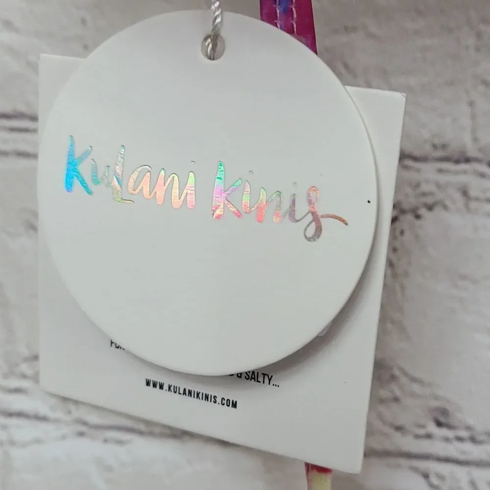 Kulani Kinis Sherbet Triangle Bikini Top Hot Pink Tie Dye Medium NWT Swimsuit